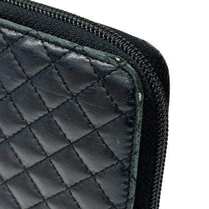 CHANEL シャネル 長財布 マイクロマトラッセ ブラック ゴールド金具 ラムスキン レディース 【中古】