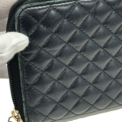 CHANEL シャネル 長財布 マイクロマトラッセ ブラック ゴールド金具 ラムスキン レディース 【中古】