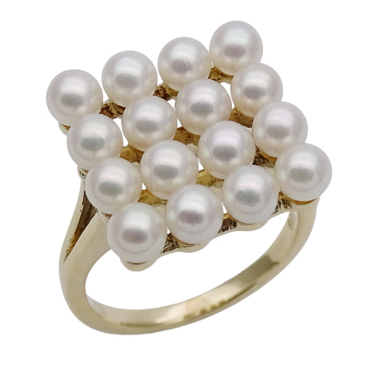 MIKIMOTO ミキモト リング 指輪 K18YG パール イエローゴールド 約8号 レディース 磨き済み【中古】