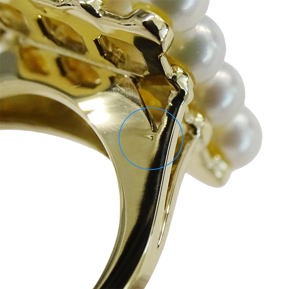 MIKIMOTO ミキモト リング 指輪 K18YG パール イエローゴールド 約8号 レディース 磨き済み【中古】