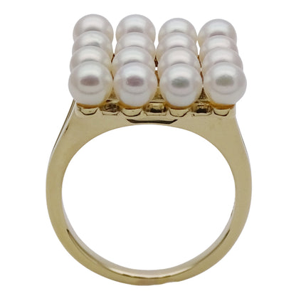 MIKIMOTO ミキモト リング 指輪 K18YG パール イエローゴールド 約8号 レディース 磨き済み【中古】