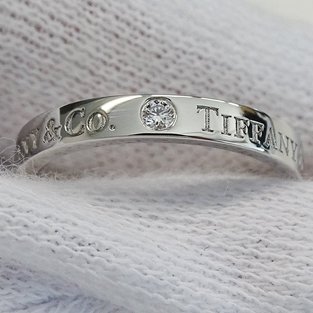 TIFFANY&Co. ティファニー T&CO. フラット バンド リング 指輪 PT950 プラチナ 約9号 レディース 磨き済み【中古】