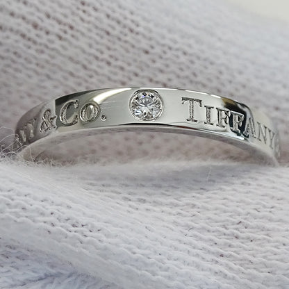TIFFANY&Co. ティファニー T&CO. フラット バンド リング 指輪 PT950 プラチナ 約9号 レディース 磨き済み【中古】