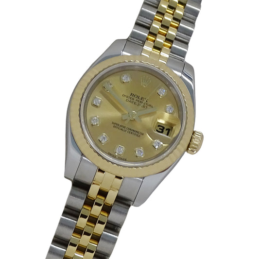 ROLEX ロレックス デイトジャスト 179173G D番 レディース 腕時計 自動巻き AT SS YG ダイヤモンド 磨き済み【中古】
