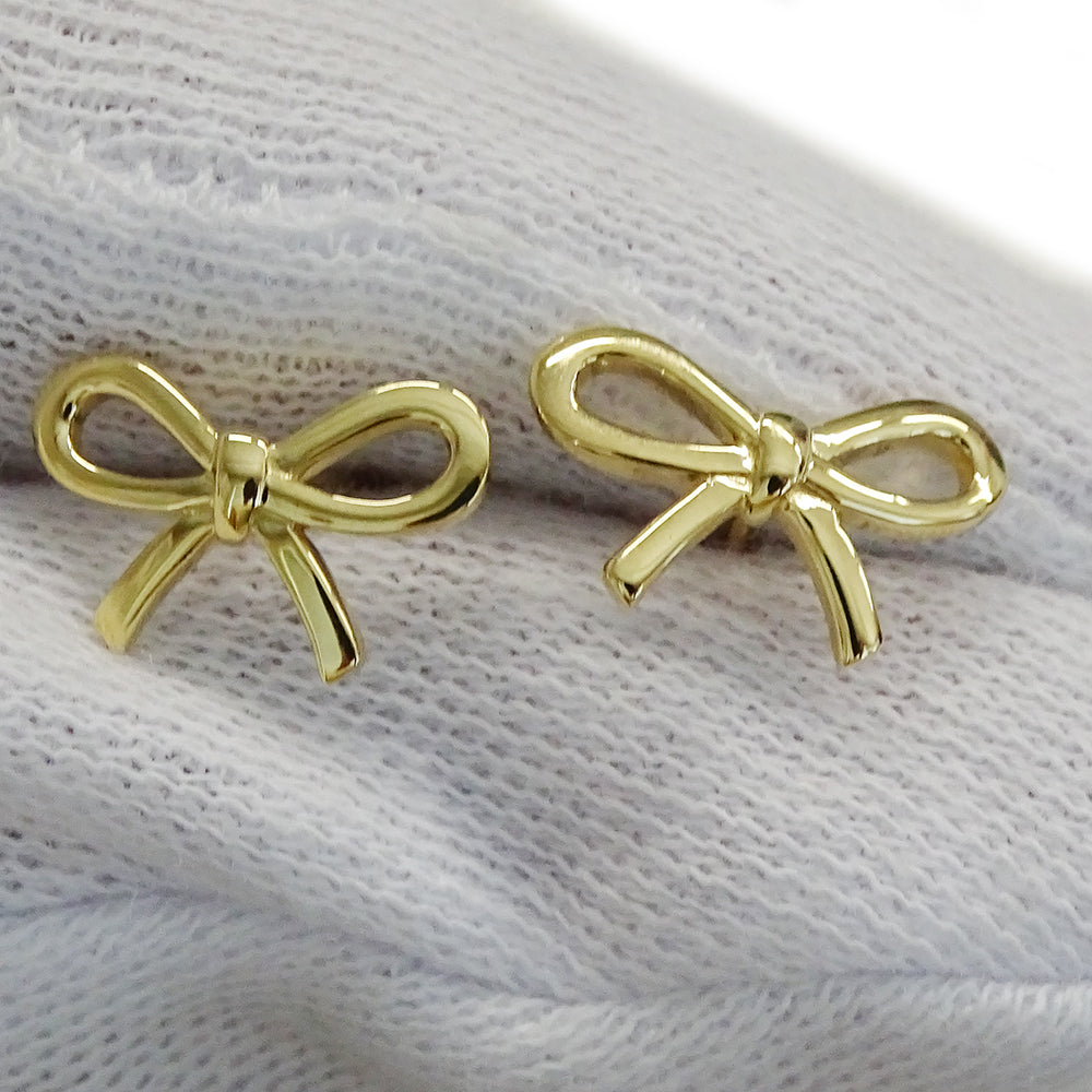 TIFFANY&Co. ティファニー ボウ リボン ピアス 750YG ゴールド レディース 磨き済み【中古】