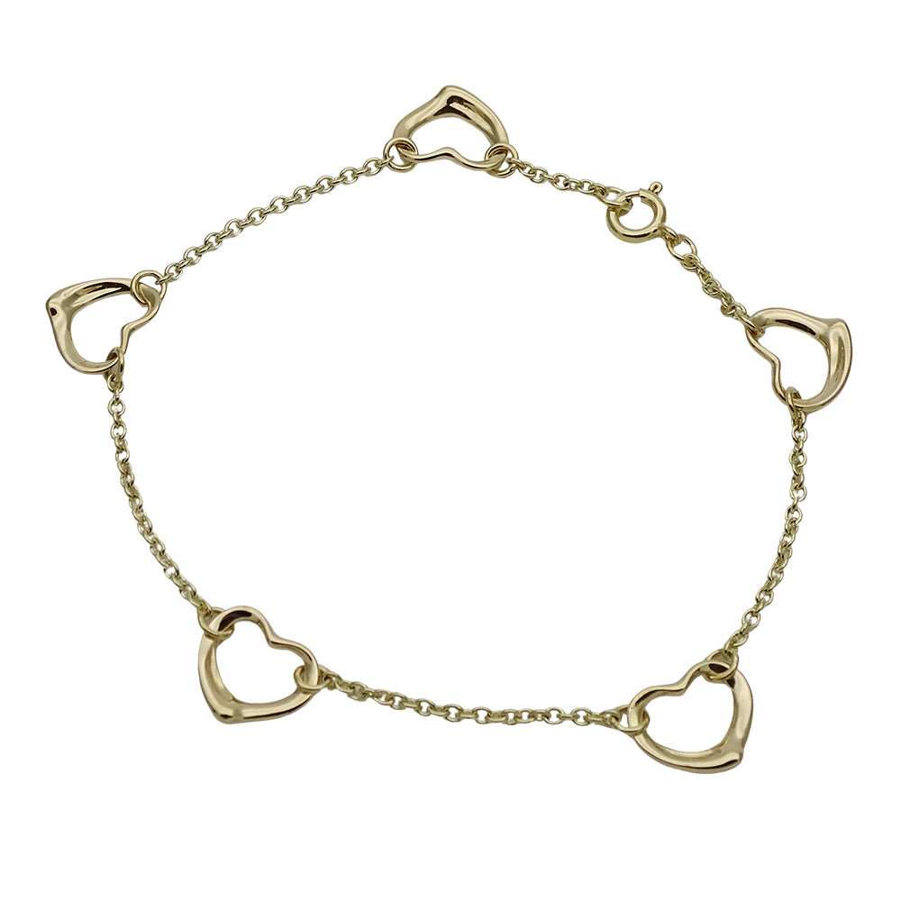 TIFFANY&Co. ティファニー エルサペレッティ オープンハート 5P ブレスレット 18K ゴールド レディース 磨き済み【中古】