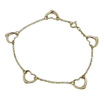 TIFFANY&Co. ティファニー エルサペレッティ オープンハート 5P ブレスレット 18K ゴールド レディース 磨き済み【中古】