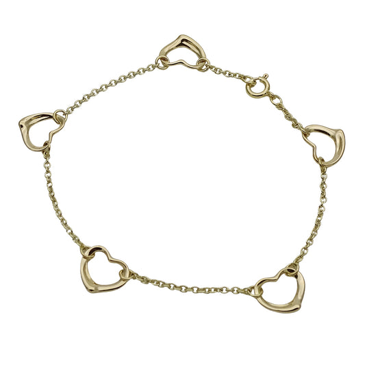 TIFFANY&Co. ティファニー エルサペレッティ オープンハート 5P ブレスレット 18K ゴールド レディース 磨き済み【中古】