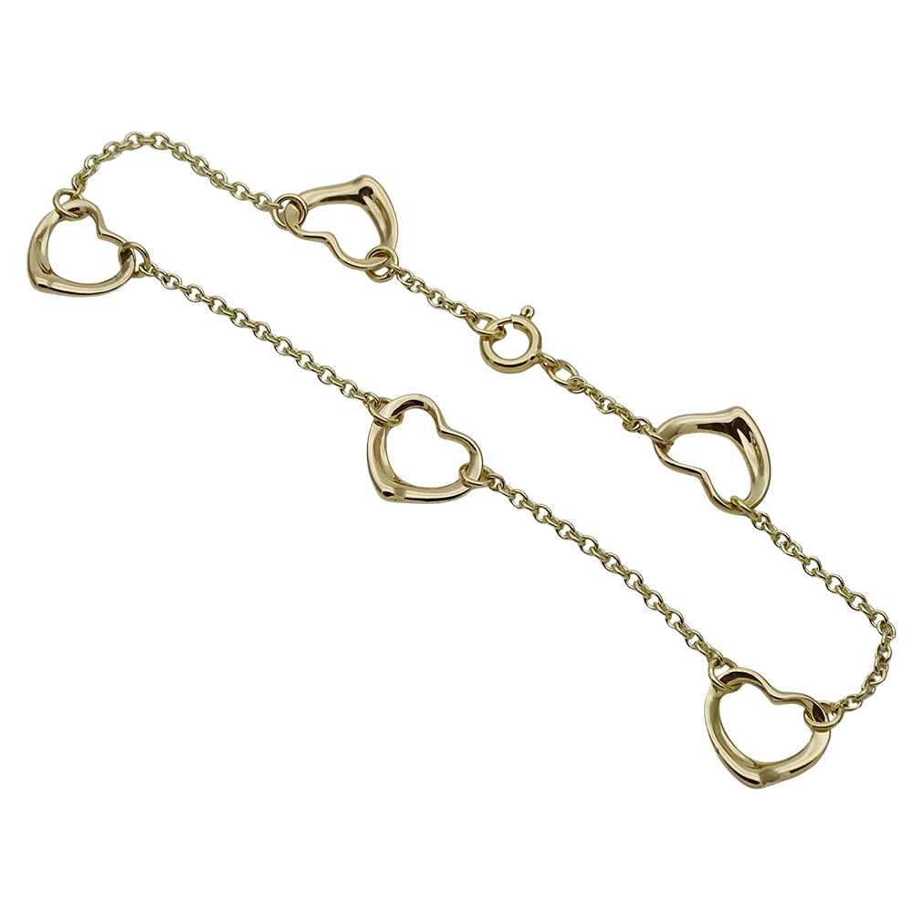 TIFFANY&Co. ティファニー エルサペレッティ オープンハート 5P ブレスレット 18K ゴールド レディース 磨き済み【中古】
