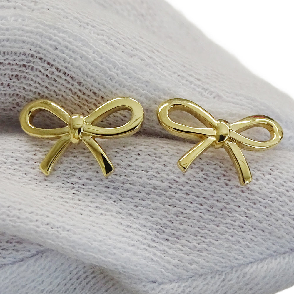 TIFFANY&Co. ティファニー ボウ リボン ピアス 750YG ゴールド レディース 磨き済み【中古】