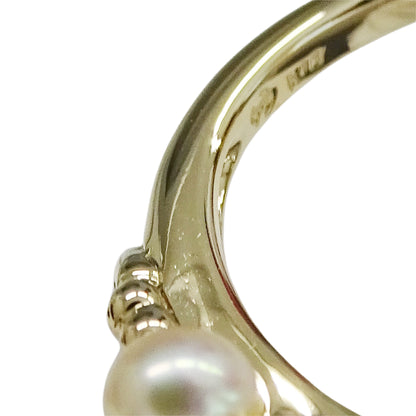 TASAKI タサキ リング 指輪 K18YG パール ダイヤモンド D0.01 ゴールド レディース 磨き済み【中古】