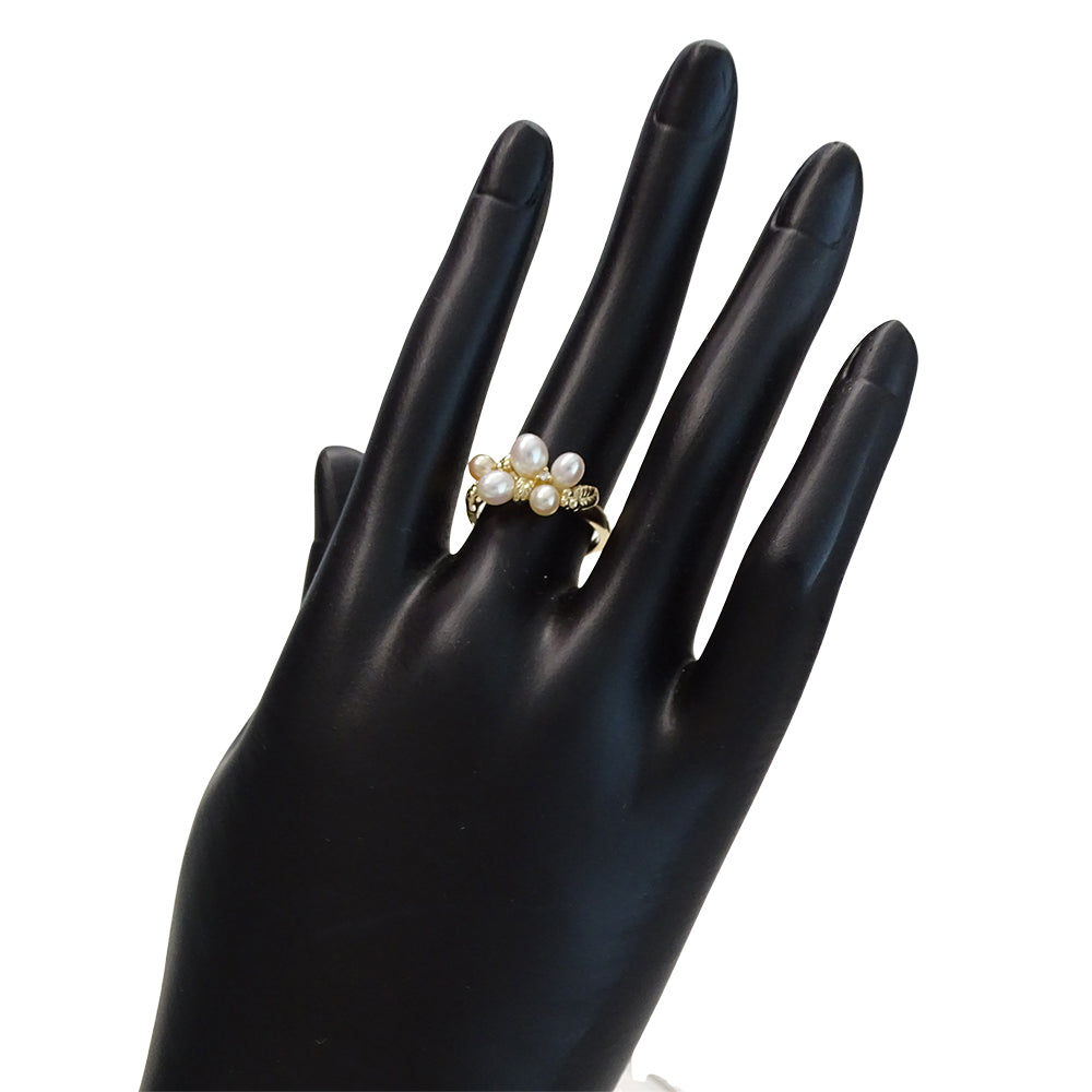 TASAKI タサキ リング 指輪 K18YG パール ダイヤモンド D0.01 ゴールド レディース 磨き済み【中古】