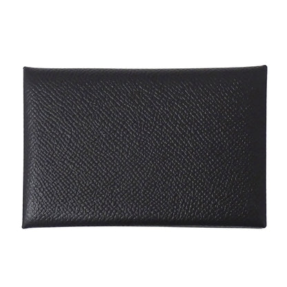 HERMES エルメス カルヴィ カードケース ブラック シルバー金具 ヴォーエプソン レディース メンズ □I刻印 【中古】