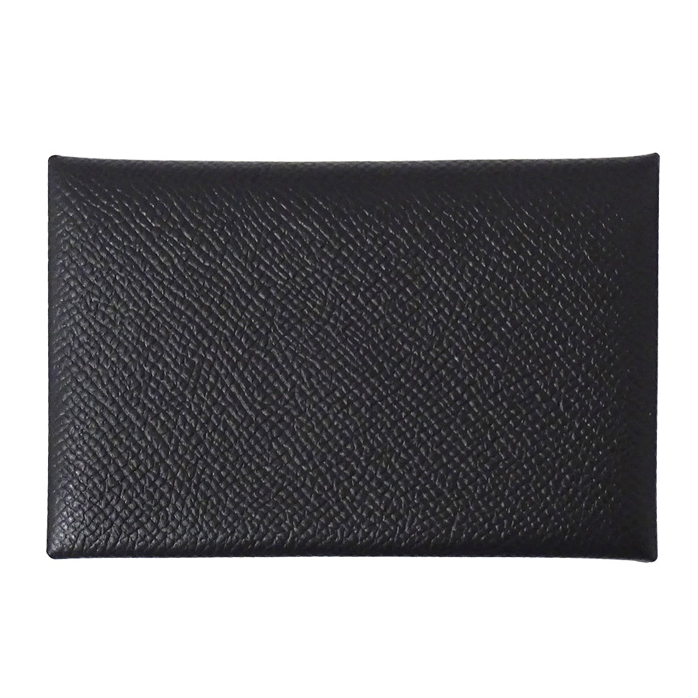 HERMES エルメス カルヴィ カードケース ブラック シルバー金具 ヴォーエプソン レディース メンズ □I刻印 【中古】