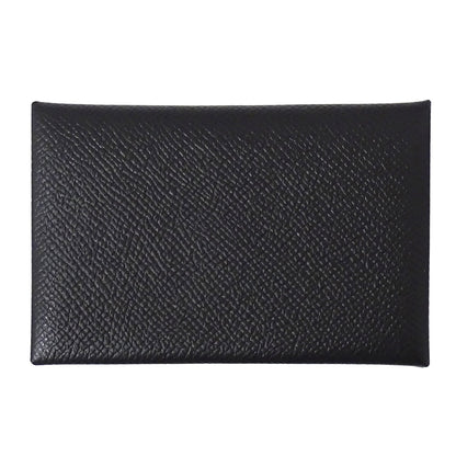 HERMES エルメス カルヴィ カードケース ブラック シルバー金具 ヴォーエプソン レディース メンズ □I刻印 【中古】