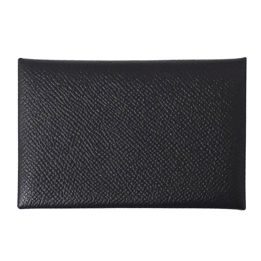 HERMES エルメス カルヴィ カードケース ブラック シルバー金具 ヴォーエプソン レディース メンズ □I刻印 【中古】