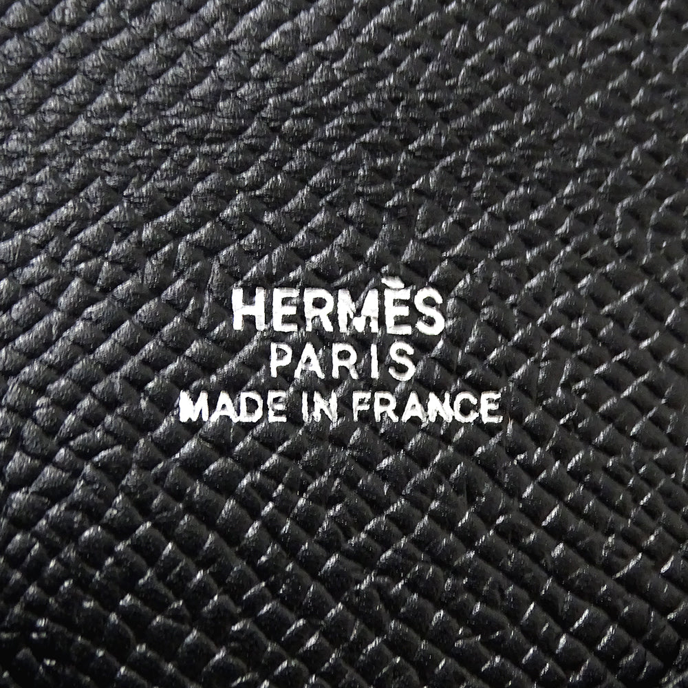 HERMES エルメス カルヴィ カードケース ブラック シルバー金具 ヴォーエプソン レディース メンズ □I刻印 【中古】