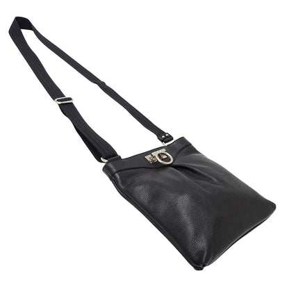Ferragamo フェラガモ ショルダーバッグ ガンチーニ ブラック レザー レディース 【中古】