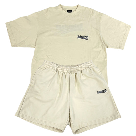 BALENCIAGA バレンシアガ 半袖Tシャツ ショートパンツ その他セット オフホワイト コットン メンズ 【中古】