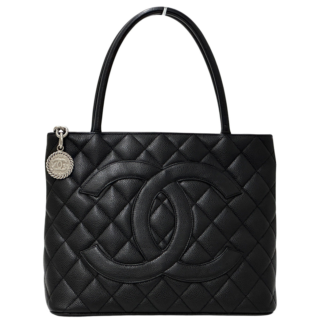 CHANEL シャネル 復刻トート トートバッグ ブラック シルバー金具 キャビアスキン レディース 【中古】