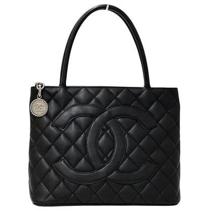 CHANEL シャネル 復刻トート トートバッグ ブラック シルバー金具 キャビアスキン レディース 【中古】