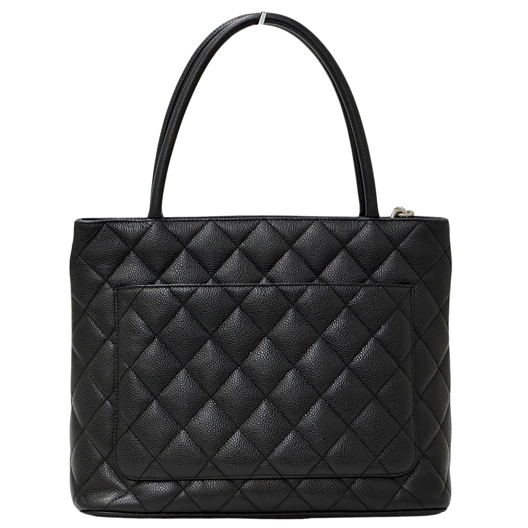 CHANEL シャネル 復刻トート トートバッグ ブラック シルバー金具 キャビアスキン レディース 【中古】