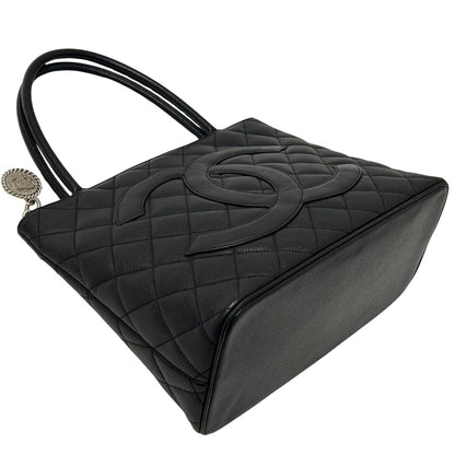 CHANEL シャネル 復刻トート トートバッグ ブラック シルバー金具 キャビアスキン レディース 【中古】