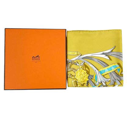 HERMES エルメス カレ90 LE Mors A LA CONETABLE 轡の気品 スカーフ イエロー マルチカラー シルク レディース 【中古】
