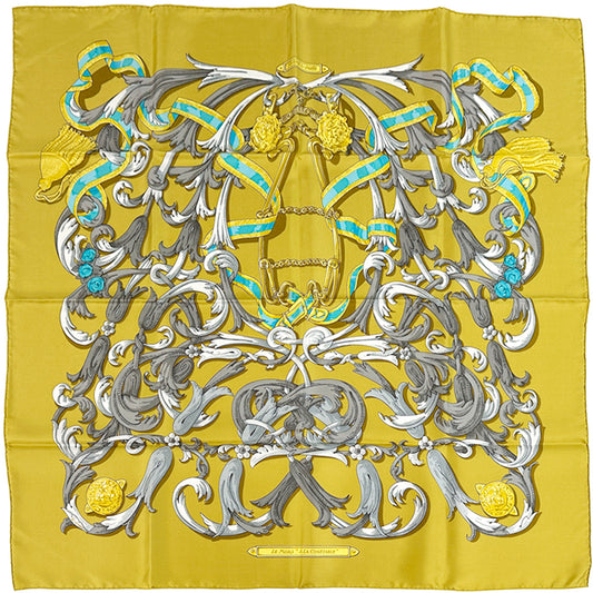 HERMES エルメス カレ90 LE Mors A LA CONETABLE 轡の気品 スカーフ イエロー マルチカラー シルク レディース 【中古】