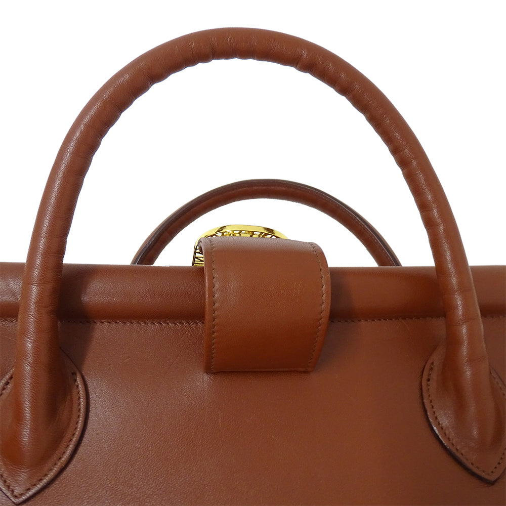 Valentino Garavani ヴァレンティノ・ガラヴァーニ ハンドバッグ ブラウン レザー レディース 【中古】