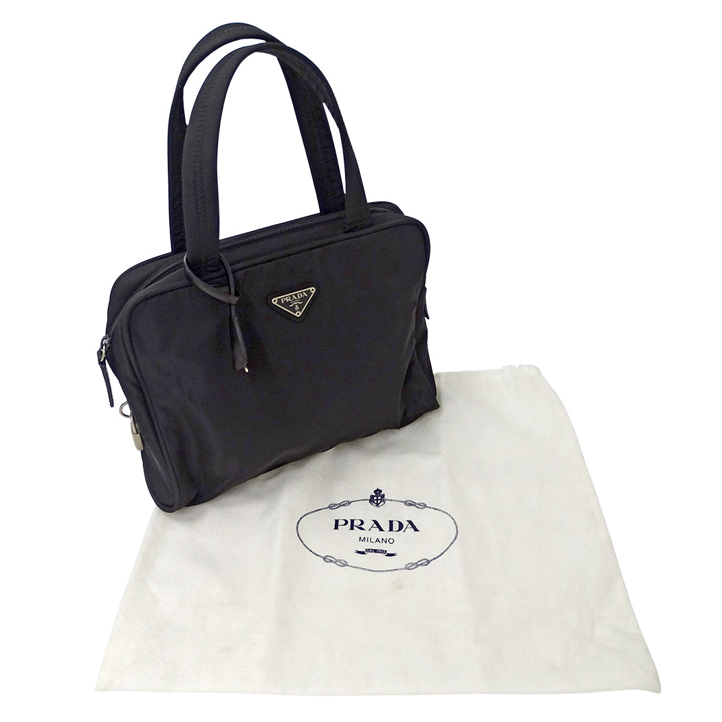 PRADA プラダ ハンドバッグ ブラック ナイロン レディース 【中古】