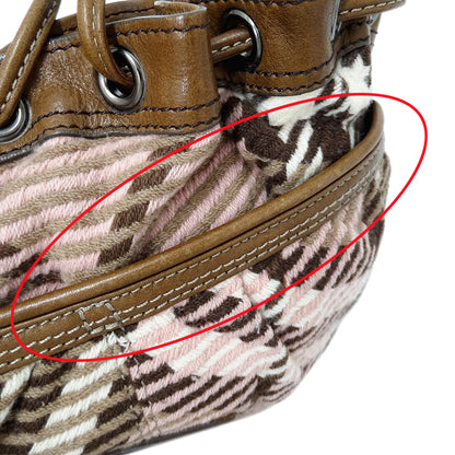 BURBERRY BLUE LABEL バーバリーブルーレーベル ショルダーバッグ ピンク ブラウン ウール レディース 【中古】