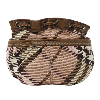 BURBERRY BLUE LABEL バーバリーブルーレーベル ショルダーバッグ ピンク ブラウン ウール レディース 【中古】