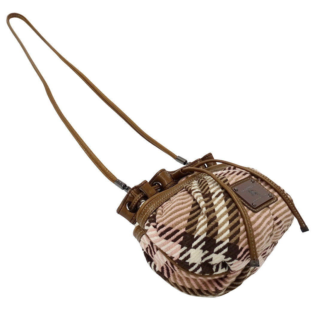 BURBERRY BLUE LABEL バーバリーブルーレーベル ショルダーバッグ ピンク ブラウン ウール レディース 【中古】