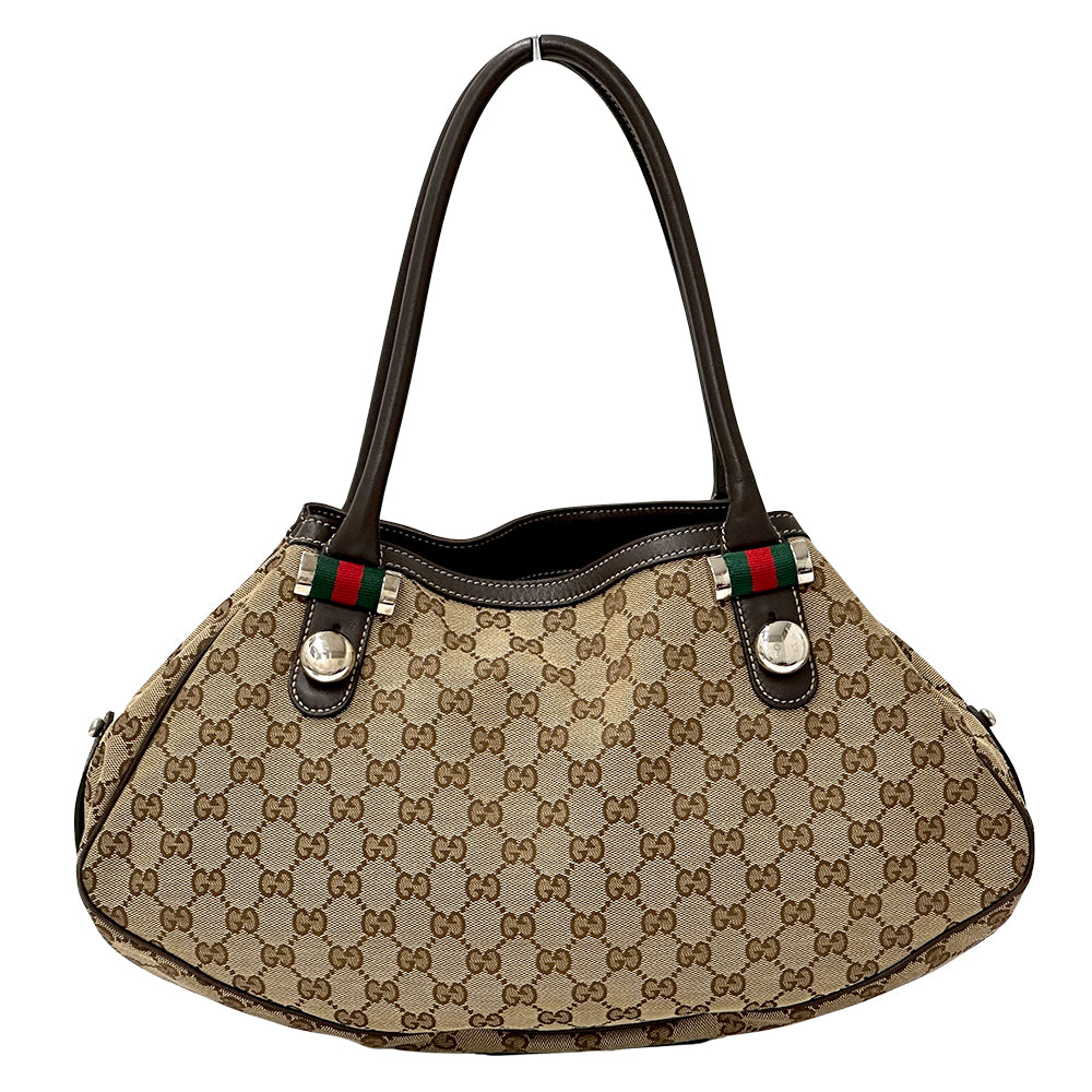GUCCI グッチ トートバッグ シェリー ベージュ ブラウン 232971 GGキャンバス レディース 【中古】
