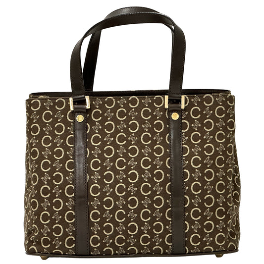 CELINE セリーヌ ハンドバッグ Cブラゾン ブラウン キャンバス レディース 【中古】
