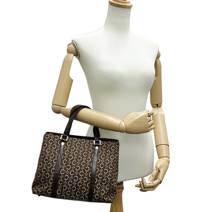 CELINE セリーヌ ハンドバッグ Cブラゾン ブラウン キャンバス レディース 【中古】