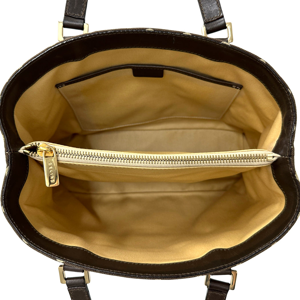 CELINE セリーヌ ハンドバッグ Cブラゾン ブラウン キャンバス レディース 【中古】