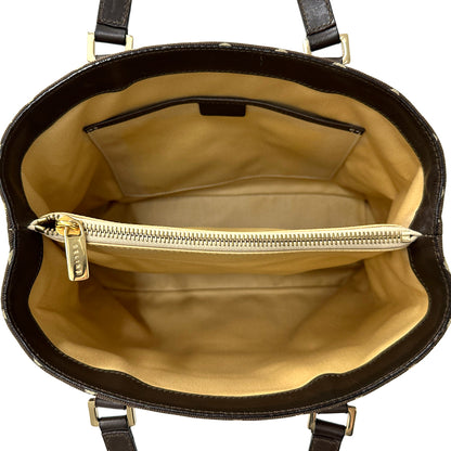 CELINE セリーヌ ハンドバッグ Cブラゾン ブラウン キャンバス レディース 【中古】