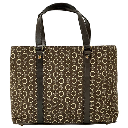 CELINE セリーヌ ハンドバッグ Cブラゾン ブラウン キャンバス レディース 【中古】