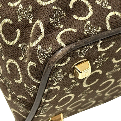 CELINE セリーヌ ハンドバッグ Cブラゾン ブラウン キャンバス レディース 【中古】