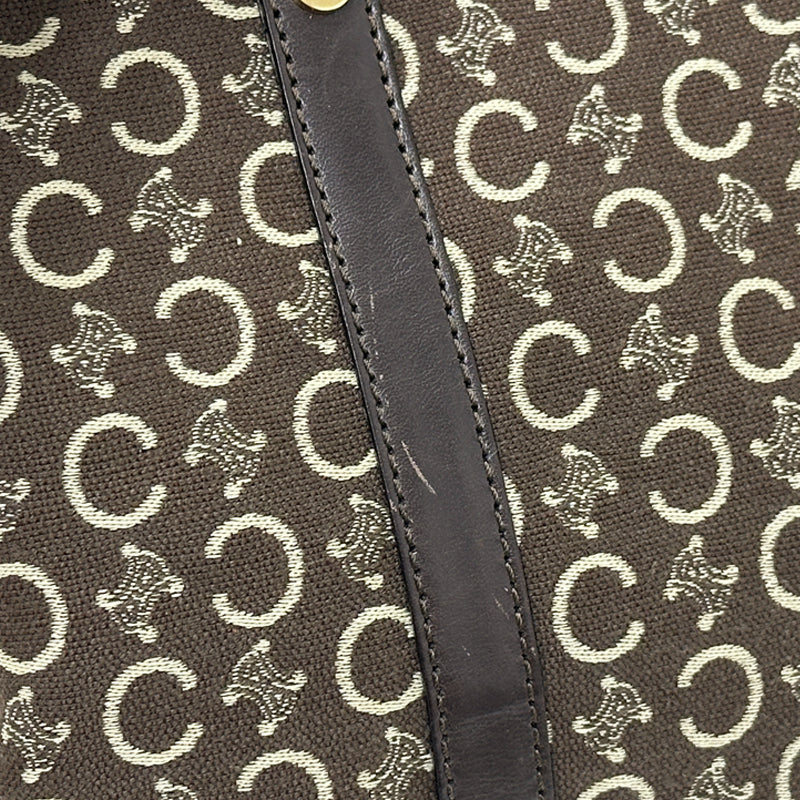 CELINE セリーヌ ハンドバッグ Cブラゾン ブラウン キャンバス レディース 【中古】