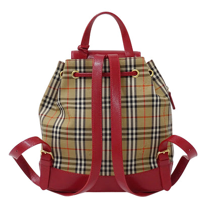 Burberrys バーバリーズ リュック ベージュ レッド キャンバス レディース 【中古】
