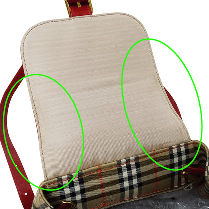 Burberrys バーバリーズ リュック ベージュ レッド キャンバス レディース 【中古】