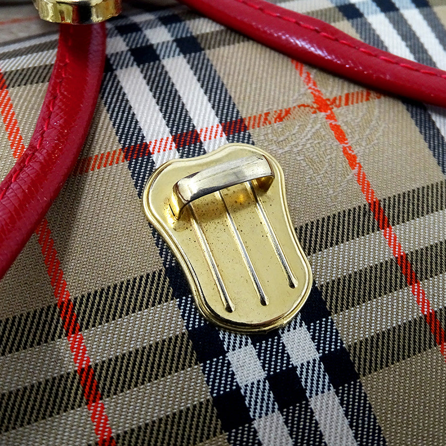 Burberrys バーバリーズ リュック ベージュ レッド キャンバス レディース 【中古】