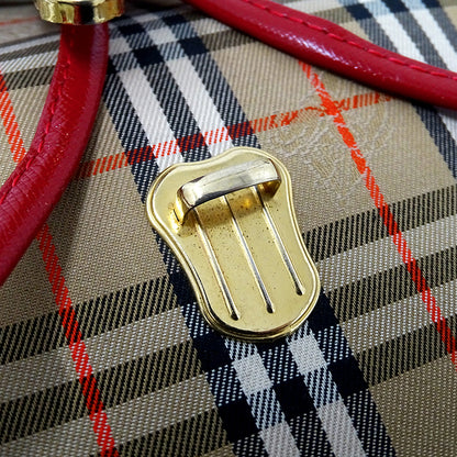 Burberrys バーバリーズ リュック ベージュ レッド キャンバス レディース 【中古】