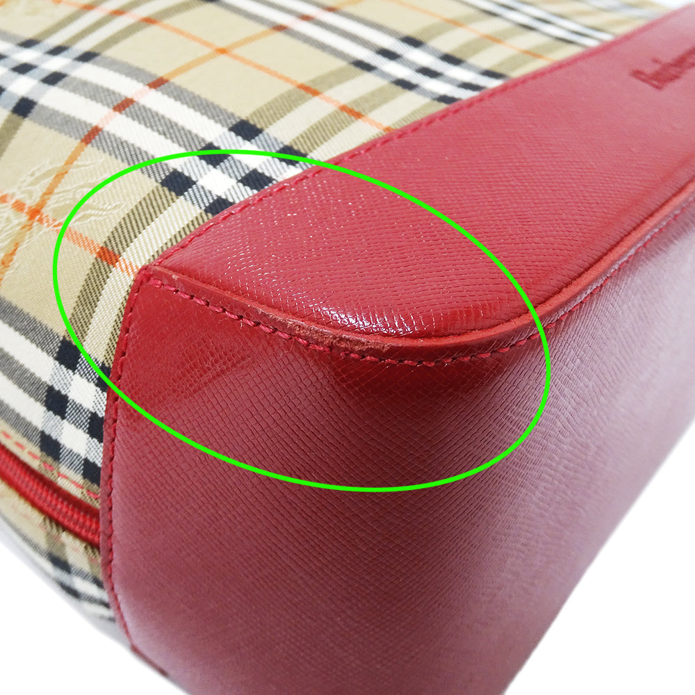 Burberrys バーバリーズ リュック ベージュ レッド キャンバス レディース 【中古】