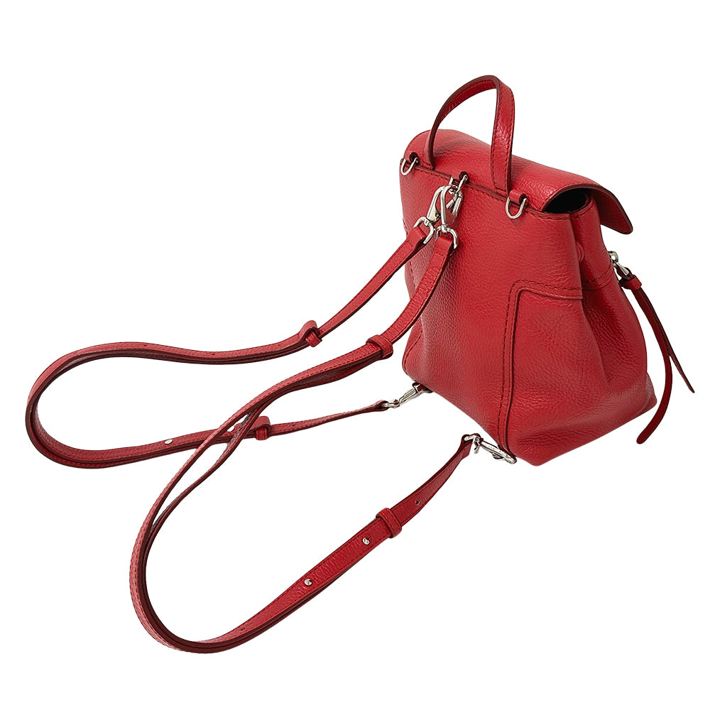 TOD’S トッズ リュック 2way ダブルT レッド レザー レディース 【中古】