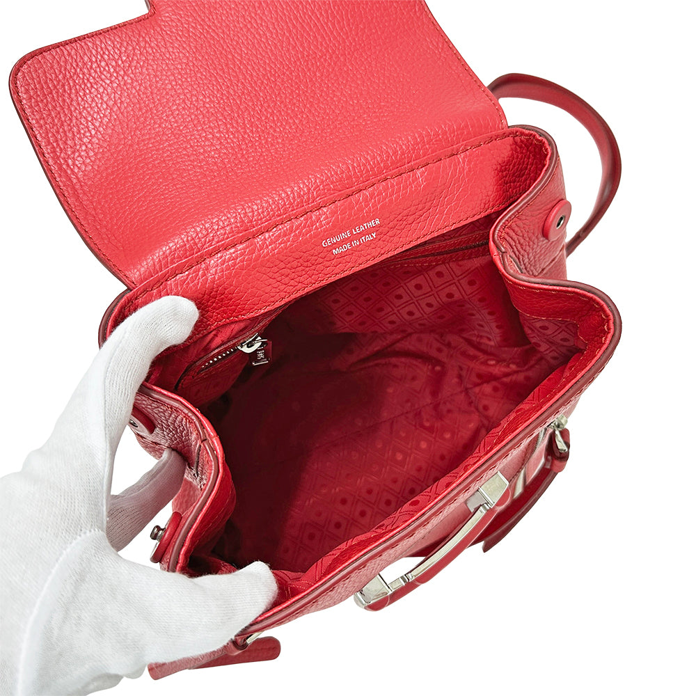 TOD’S トッズ リュック 2way ダブルT レッド レザー レディース 【中古】