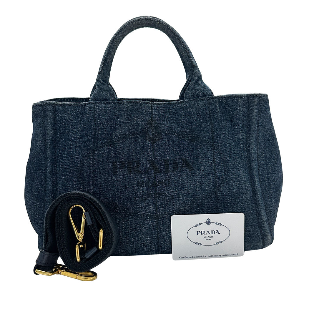 PRADA プラダ カナパ ミニ インディゴ 2wayバッグ デニム B2439G デニム レディース 【中古】